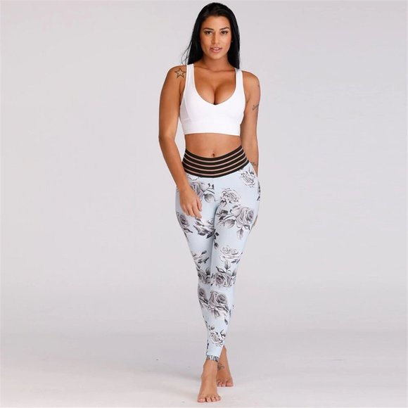 Floral Print Women's Leggings - Picture 2 of 10
